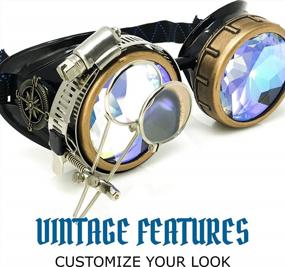 img 3 attached to Steampunk Victorian Goggles With Compass Design, Colored Lenses, And Ocular Loupe By UMBRELLALABORATORY - Optimize Your Style
