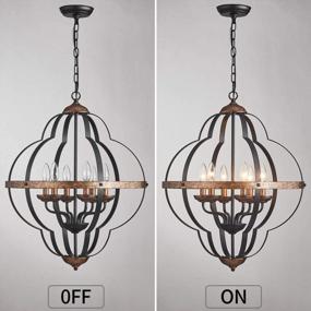 img 2 attached to Rustic Vintage Metal Chandelier: TZOE Orb 6-Light Adjustable Height UL Listed For Foyer, Dining Room, Bedroom & Kitchen