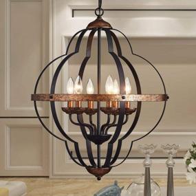 img 4 attached to Rustic Vintage Metal Chandelier: TZOE Orb 6-Light Adjustable Height UL Listed For Foyer, Dining Room, Bedroom & Kitchen