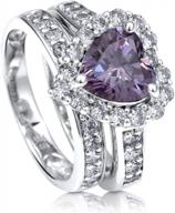 sterling silver halo wedding rings set w/ purple heart cz - size 4-10 | berricle logo