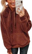 women's fleece hoodie sweatshirt casual long sleeve shaggy sherpa pullover with pockets - kirundo 2023 fall winter logo