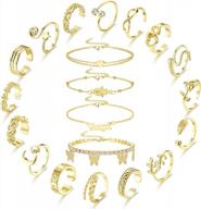 get summer-ready with subiceto's 20-piece anklet and toe ring set for women – silver and gold layered bracelets, adjustable toe rings with flower, wave, and heart bands! logo