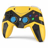 yellow powerlead wireless gamepad for ps4, ps4 slim, ps4 pro, ps3, android, ios, pc - dual vibration, touch panel, six-axis joystick compatible with playstation 4 controllers logo