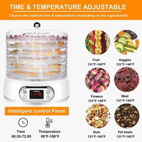 img 3 attached to Food Dehydrator, 6 Trays Dehydrator For Food And Jerky, Fruits Herbs Veggies Meat Dog Treats, Digital Timer & Temperature Control, BPA-Free, Dishwasher Safe, 400W, Fruit Roll Sheet Included (White)