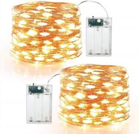 img 4 attached to 2 Pack ANJAYLIA 10Ft 30 LED Mini String Lights - Battery Operated Firefly Starry Lights For Wedding, Bedroom, Party, Christmas (Warm White)