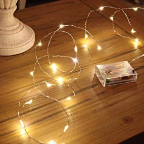 img 1 attached to 2 упаковки ANJAYLIA 10Ft 30 светодиодных мини-гирлянд - светлячки на батарейках, звездные огни для свадьбы, спальни, вечеринки, Рождества (теплый белый)