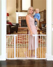 img 4 attached to 🚧 Cumbor 29.5"-51.6" Baby Gate Extra Wide: Mom's Choice Awards-Winning Safety Pet Gate for Stairs, Doorways, Includes 4 Wall Cups - Easy Walk Thru, Auto Close - White