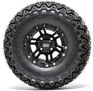 upgrade your golf cart with specter matte black wheels and all terrain tires - set of 4 logo
