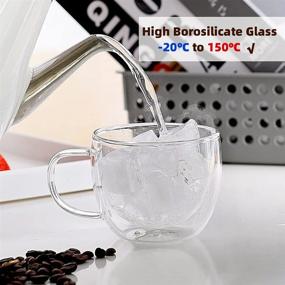 img 2 attached to Set Of 4 Clear Double Wall Glass Coffee Mugs With Handles - 8Oz Insulated Glass For Latte, Cappuccino, And Coffee By CNGLASS