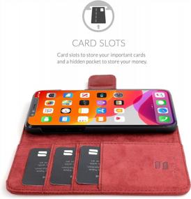 img 2 attached to 📱 Snugg iPhone 12 Pro Max Wallet Case in Dusty Cedar Red - Folding Case with 3 Card Slots, Magnetic Closure, Phone Stand Function - Leather, TPU, Nubuck