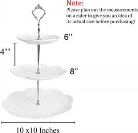 img 1 attached to Cupcake Stand- Jusalpha 3-Tier White Porcelain Cake Stand Dessert Stand-Cupcake Stand-Tea Party Serving Platter, Comes In A Gift Box- Free Sugar Tong