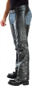 img 3 attached to Xelement B7552 Men'S Black 'Easy Fit' Premium Leather Motorcycle Chaps - 36