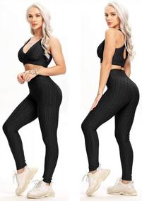 img 3 attached to Women'S High Waisted Yoga Pants Butt Lifting Tummy Control Anti Cellulite Workout Leggings Scrunch Booty Textured Tights
