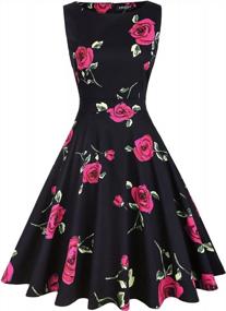 img 4 attached to Women'S Vintage 1950S Floral Rockabilly Swing Prom Cocktail Dress