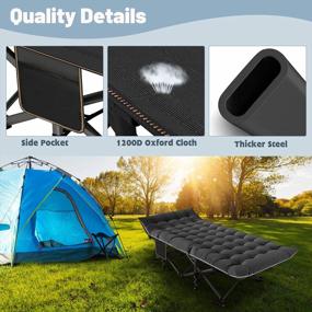 img 2 attached to Slsy Portable Folding Camping Cot For Adults - Lightweight And Compact Outdoor Cot With Carry Bags For Camping, Travel, Beach Vacations And More