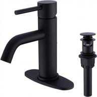 matte black bathroom faucet with pop-up drain assembly, single lever, single hole, and 6-inch 3 hole cover deck plate - trustmi brass logo