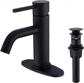 img 4 attached to Matte Black Bathroom Faucet With Pop-Up Drain Assembly, Single Lever, Single Hole, And 6-Inch 3 Hole Cover Deck Plate - TRUSTMI Brass