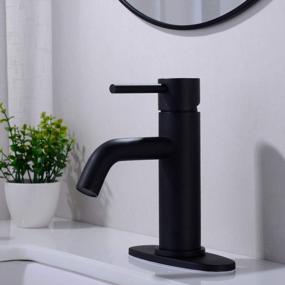 img 3 attached to Matte Black Bathroom Faucet With Pop-Up Drain Assembly, Single Lever, Single Hole, And 6-Inch 3 Hole Cover Deck Plate - TRUSTMI Brass