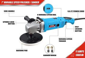 img 1 attached to Wild Edge 7 Inch Car Polisher: Advanced 11 Amp Corded Polisher Kit with 6 Variable Speed Levels