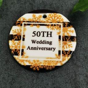 img 4 attached to Golden 50Th Wedding Anniversary Ornament For Couples - Memorable Gift Decoration