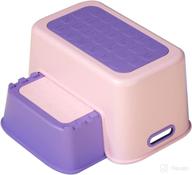 👧 seednur kids 2-step stool for bathroom kitchen and toilet - anti-slip grips - toddler counter stool (pink) логотип