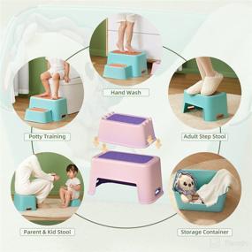 img 2 attached to 👧 SEEDNUR Kids 2-Step Stool for Bathroom Kitchen and Toilet - Anti-Slip Grips - Toddler Counter Stool (Pink)