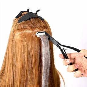 img 1 attached to EHDIS Tape-In Hair Extensions Tool Kit With Sealing Pliers, Double Sided Adhesive Tape Tabs, And Flat Surface Hair Extension Tools For Easy Installation Of Hair Extensions