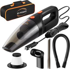 img 4 attached to 🧹 BY-POWER Portable High Power Mini Handheld Vacuum Cleaner for Wet and Dry Cleaning - 12V DC, 16 Ft Cord with Bag, Auto Accessories Kit with 2 Filters - Ideal for Car Interior, Home, Office