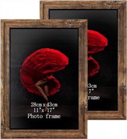 img 4 attached to Set Of 2 Vintage Brown Rustic Art 17X11 Picture Frames For Vertical Or Horizontal Wall Hanging - ZBEIVAN 11X17 Poster Photo Frames