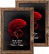 set of 2 vintage brown rustic art 17x11 picture frames for vertical or horizontal wall hanging - zbeivan 11x17 poster photo frames logo