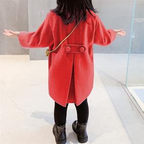 img 3 attached to 🧥 Winter Warm Girls Dress Coat - Long Sleeve Button Trench Coat with Pocket, Ideal Outerwear for Kids Age 2-7 Years