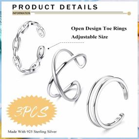 img 3 attached to 925 Sterling Silver Toe Rings Set - ADRAMATA CZ Inlaid Foot Jewelry For Women'S Summer Beach Style!