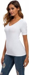 img 1 attached to Womens Basic Scoop U Neck/V Neck Short-Sleeve Tee Shirt: Your Essential Summer-Winter Layering Top