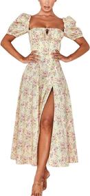 img 2 attached to 👗 Women's Dresses - Spring Hue Lace Up Off Shoulder with Splitting Design