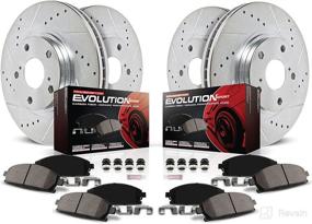 img 3 attached to Enhanced Performance Kit: Power Stop K5845 Drilled & Slotted Carbon Fiber Brake Pads with Front and Rear Brake Rotors