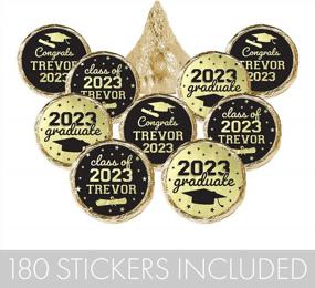 img 1 attached to 180 Gold Foil Personalized Graduation Party Favor Stickers - Class Of 2023 Decorations
