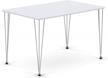 modern white dining table for living room, 47" rectangle kitchen table with silver hairpin legs, seats 4-6 people (easy assembly) logo
