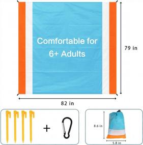 img 3 attached to Aitey Waterproof Sand-Free Beach Blanket - Compact Outdoor Mat For Picnic, Travel, Hiking, Camping, And Music Festivals. Includes 4 Stakes, 4 Corner Pockets, And A Carry Bag - 82"X 79" In Blue.