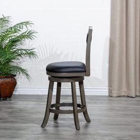 img 3 attached to 30” Bar Height Weathered Grey Finish Meeker X Back Fabric Swivel Stool With Black Leather Seat - DTY Indoor Living