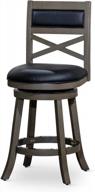 барная стойка высотой 30 дюймов, состаренная серая отделка, поворотный стул meeker x с тканевой спинкой и черным кожаным сиденьем - dty indoor living логотип