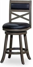 img 4 attached to 30” Bar Height Weathered Grey Finish Meeker X Back Fabric Swivel Stool With Black Leather Seat - DTY Indoor Living