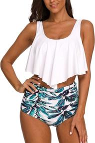 img 4 attached to Coskaka Bathing Ruffled Swimsuit Tankini Women's Clothing at Swimsuits & Cover Ups