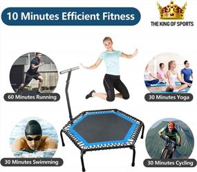 img 2 attached to Leikefitness Professional Gym Workout 50 дюймов Фитнес-батут Кардиотренажер Упражнение Rebounder с регулируемой ручкой Max Load 330Lbs (5650SH-Blue)