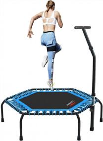 img 4 attached to Leikefitness Professional Gym Workout 50" Fitness Trampoline Cardio Trainer Exercise Rebounder With Adjustable Handle Bar Max Load 330Lbs(5650SH-Blue)