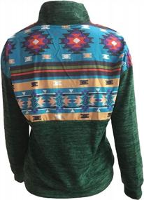 img 1 attached to Women'S Long Sleeve 1/4 Zip Pullover Sweatshirt Blouse Top With Aztec Print Collar And Pocket