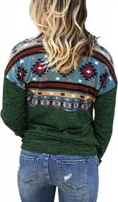 img 3 attached to Women'S Long Sleeve 1/4 Zip Pullover Sweatshirt Blouse Top With Aztec Print Collar And Pocket