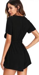 img 3 attached to Sexy V-Neck Short Romper Jumpsuit For Women With Self-Tie Front - SweatyRocks Playsuit