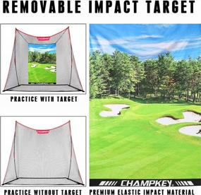 img 1 attached to CHAMPKEY Upgraded TEPRO 10' X 7' Golf Hitting Net: 5 Ply-Knotless Netting With Impact Target For Indoor & Outdoor Training