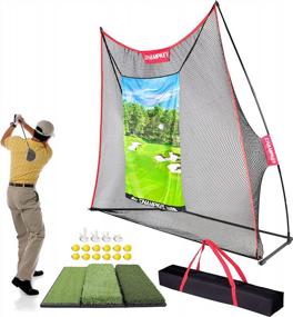 img 4 attached to CHAMPKEY Upgraded TEPRO 10' X 7' Golf Hitting Net: 5 Ply-Knotless Netting With Impact Target For Indoor & Outdoor Training