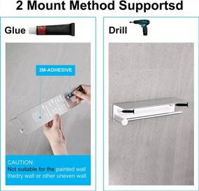 img 2 attached to Silver Aluminum Wall-Mount Paper Towel Holder W/ Shelf - Anti-Rust, Self-Adhesive Or Screws Mounting Options For Kitchen